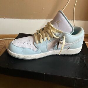 Air Jordan Low Sneakers in White and Light Blue